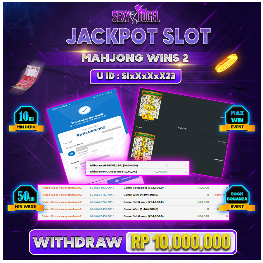 SEXYTOGEL JACKPOT SLOT MAHJONG WINS 2 Rp.10.000.000.,-LUNAS 